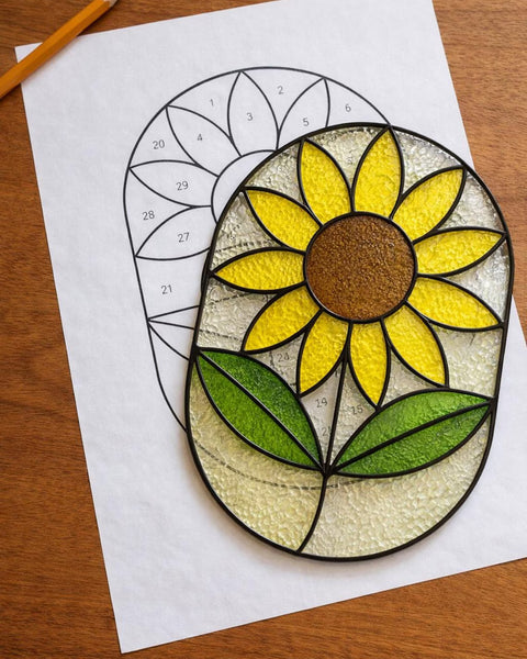 Sun Flower Stained Glass Sun Catcher Printable Pattern/ Digital Download PDF, For Printer Only